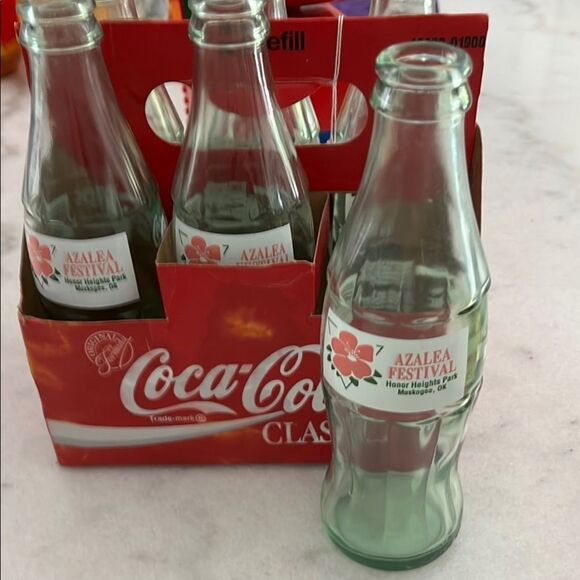 Coca-Cola Classic Glass Bottles Set Azalea Festival Collectors Muskogee OK 8 Oz - Picture 1 of 7